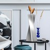 icoloursky Silver Ceramic Geometric Vase, 11.8" H, Modern Decorative Vase