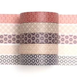 Songdao Washi Tape Set 5 Rolls Texture Art Masking Tape Basic Pattern Decorative Tape for Scrapbooking, Bullet Diary, Planner, Gift Wrapping (10 Modern Mosaic)