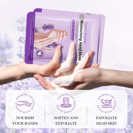 Hand Masks, 5 Pairs Of Moisturising Gloves, Hand Care For Dry Ageing Cracked Hands For Women And Men, Exfoliating Hand Masks With Lavender Extract