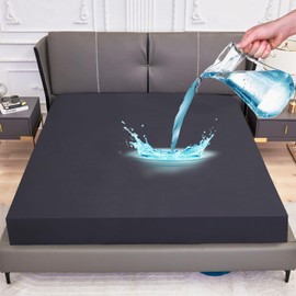 Arcona Mattress Protector Waterproof 90 x 200 cm, Incontinence Waterproof Fitted Sheet 90 x 200 cm, Breathable Waterproof Mattress Cover, Waterproof Bed Sheet Moisture Protection Fitted Sheet (Dark