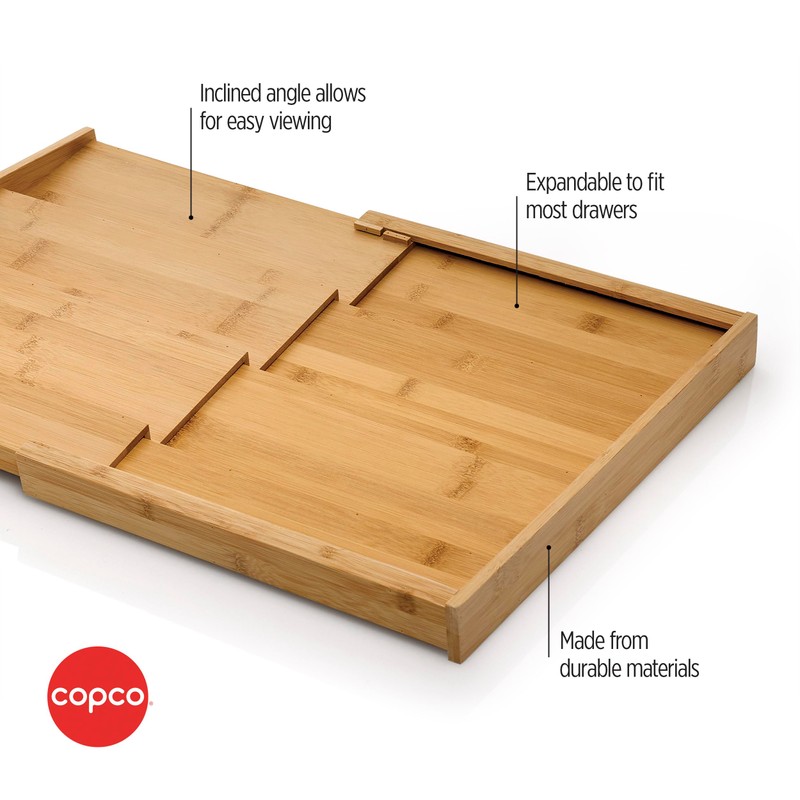 Copco 4 Tier Expandable Bamboo Spice Organizer for Drawers, Adjustable