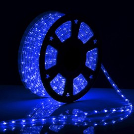 Tuanchuanrp 100Ft Blue Rope Lights for Outside, 110V Cuttable Outdoor String Lights Waterproof for Indoor/Outdoor, Ideal for Eaves, Backyards Garden, Christmas Decoration, Landscape Lighting