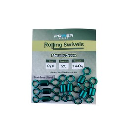 Sea fishing extra strong metallic green power swivels (2/0 Pack of 25)