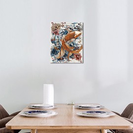 TUMOVO Paint by Numbers Kit for Adults Japanese Style Adult Paint by Number Koi Paint by Number Fish Color by Number Painting Kits DIY Canvas Painting for Adults Home Decoration, 16 x20 Inch