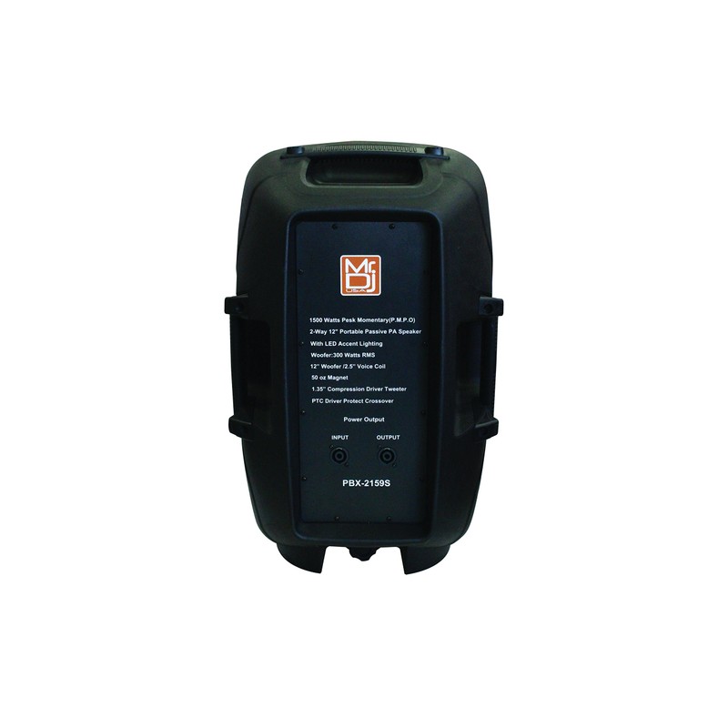 Mr. Dj PBX2159S 12" 2-Way Portable Pasive Speaker with LED