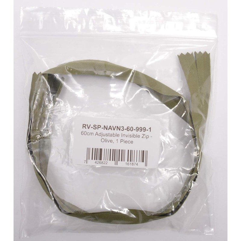 Trimz Adjustable Invisible Zip, Olive, 60cm