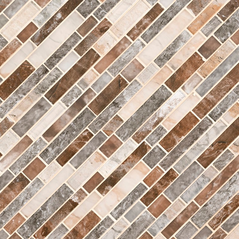 MSI Taos Interlocking Glass Mesh-Mounted Mosaic Tile for Kitchen Backsplash,