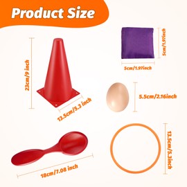 Outdoor Games for Children Set, 3-in-1, Carnival Game Set, Ring Toss Game, Sandbags, Balanced Egg Spoon, for School, Birthday, Party, Indoor, Outdoor