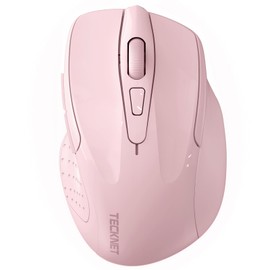 TECKNET Wireless Mouse (2.4G & BT5.0/3.0) Silent 4800 DPI Computer USB A & Bluetooth Mouse 6 Buttons, Wide Compatibility - Pink