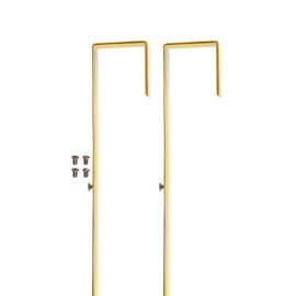 Over-The-Door Mirror Hanger | Adjustable 14.5-inch Door Mirror Hanger Set w Protective Lining | Over The Door Mirror Hooks Perfect Height &Fit- 2 Mirror Brackets Set 1.5'' Door Depth (Gold)