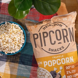 Pipcorn Heirloom Truffle Mini Popcorn by Pipcorn - 4.5oz 6pk - Healthy Snacks, Gluten Free Snacks, Heirloom Corn, Salty Snacks, Black Truffle