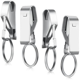 Moxweyeni 4 Pieces Belt Key Clip Key Holder Belt Security Metal Key Clip for Belt Belt Clip Key Chain for Men Home Office Supplies(Silver)