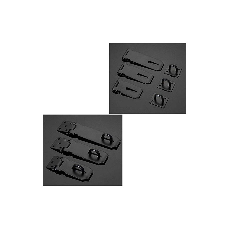 2Pcs 4" Black Heavy Duty Secure Door Latch Hasp and