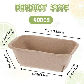 50 Pack Natural Pulp Fiber Berry Basket, Large farmers market basket Molded Berry Basket for Blueberry Raspberry Cherry Strawberry and Vegetable, Farmer Market, Grocery Stores, Backyard Party