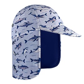 Gifts Treat Children's Legionary Hat, UPF 50+ Sun Protection, Swimming Cap, Flap Hat in Dinosaur Pattern for Children, Boys Sun Hat with Neck Protection, Shark