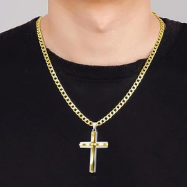 To My Son Cross Necklace Cross Necklace for Men First Communion Gifts Son Gifts from Dad Mom Gold Cross Necklace for Men Christmas Gifts for Men Stocking Stuffers for Men