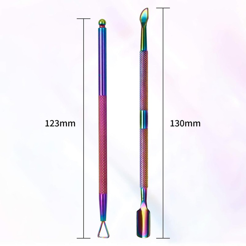 2PCS Stainless Steel Cuticle Pusher and Gel Scraper Set Salon