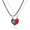 Syrios Gifts Heart Magnet Necklace Set for Couple - Black