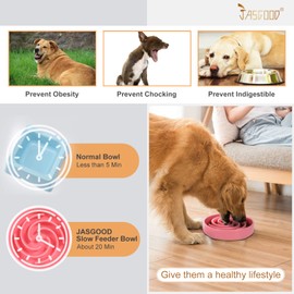 JASGOOD Slow Feeder Dogs Bowl for Large Medium Dogs,Anti-Gulping Pet Slower Food Feeding Bowls Stop Bloat,Preventing Choking Healthy Design Dogs Bowl