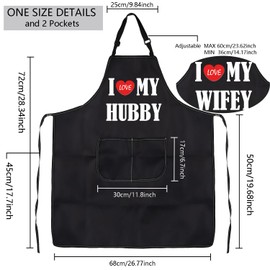 MBMSO Hubby Wifey Apron Sets His And Hers Aprons for Couples Wedding Gift for Newlyweds I Love My Wifey Hubby Cooking Kitchen Apron (Hubby Wifey Apron-Sets)