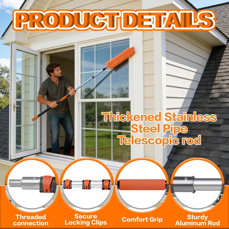 26FT High Reach Duster Cleaning Kit with 5-20 FTExtension Pole,