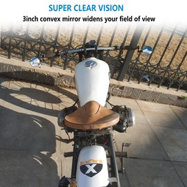Universal Motorcycle Mirrors-3 Inch Round Folding Bar End Side Mirror Compatible with Honda, Scooter, Suzuki, Yamaha, Kawasaki, Victory，Street Road Bike and More