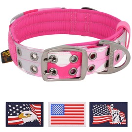 ADITYNA Heavy Duty Dog Collar for Medium Dogs - Camo Pink Collar with Handle for Training, and Walking - Wide, Thick, Tactical, Soft Neoprene Padded