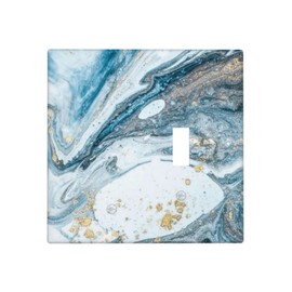Blue Marble Combination 1 Blank 1 Toggle Switch Plate Outlet Cover 2 Gang Wall Plate, Abstract Decorative Light Switch Cover for Wall Decor, 4.5 x 4.5 Inch