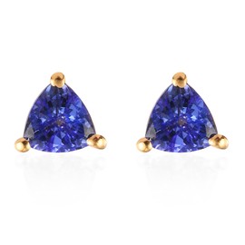 TJC Tanzanite Stud Earrings for Women in 14ct Gold Plated 925 Sterling Silver for Girlfriend/Wife/Mother Blue Coloured December Birthstone