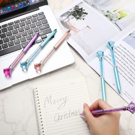 Sherr 100 Pack Big Crystal Diamond Pens Cute Ballpoint Pens Retractable Ballpoint Rhinestones Crystal Bling Gem Plated 4 Color Black Gel Ink Office Supplies Gifts for Women(Cute, Glitter)