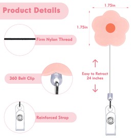 Tzwhwcx Flower Nurse Badge Reel, 7PCS ID Badge Holder Retractable Cilp, Cute Badge Reel, Versatile Retractable Badge Holders, Volunteer Teacher Student Nurse Medical Worker Badge Accessories