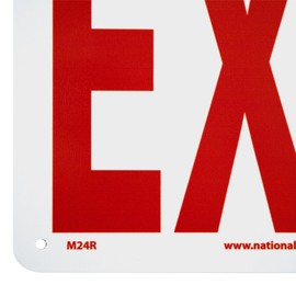 NMC M24R Safety Sign "EXIT" - 10 in. x 7 in. Rigid Plastic Sign with Red Text on White Base