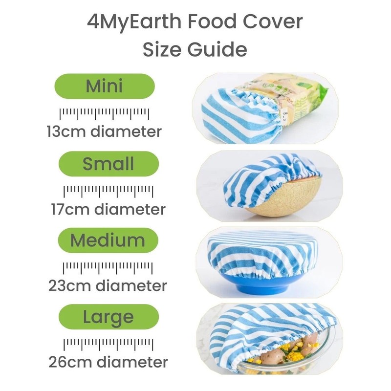4MyEarth Reusable Cotton Food Cover - Set of 4, Leaf