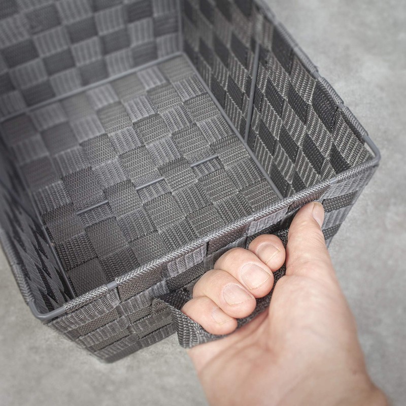 EHC Set of 3 Woven Strap Shelf Storage Hamper Basket