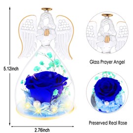 ZTL Mothers Day Angel Rose Gifts for Mom Grandma Wife, Preserved Flower Real Rose in Glass Guardian Angel Figurines, Birthday Gifts for Women, Mom Gifts from Daughter Son