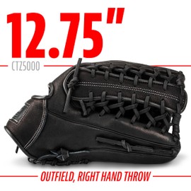 Franklin Sports Baseball Fielding Glove - Men's Adult and Youth Baseball Glove - CTZ5000 Black Cowhide Glove - 12.75" Trapeze Web for Outfielders