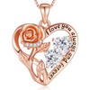 925 Sterling Silver Double Birthstone Rose Flower Heart Jewelry Necklaces
