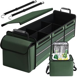 Iron Tree Organizador para Maletero de Coche - Organizador de maletero convertible grande de 3 compartimentos,con correas de amarre y bolsa térmica aislada a prueba de fugas,Organizador de maletero