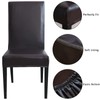 Qubjus Dining Chair Covers, Solid Pu Leather Waterproof Oilproof Stretch