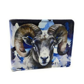 Shag Wear Big Horn Sheep Men's and Teen Boy's Billfold Wallet Vegan Faux Leather Black