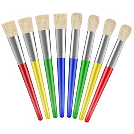 8 PCS Paint Brushes for Children, Kids Paint Brushes Round and Flat, Colorful Childrens Paint Brushes for Children Toddlers Beginners, Paint Brush Set Kids for Washable Paint Acrylic Paint