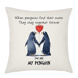 Weosan You Are My Penguin Cushion Cover for Couple Wife Husband Birthday Valentines Day Christmas for Her/Him 45x45 cm Pillow Cover Home Decor (Penguin)