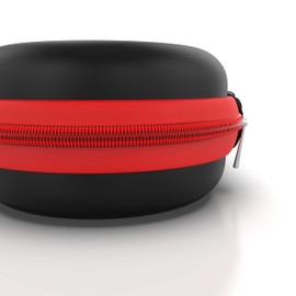 AGOZ Small Case for EMAY Portable EKG Heart Rate Monitor, SonoHealth, OXPROVO, FaceLake FL10, Travel Organizer Holder with Wrist Strap, Anti-Shock, Water Resistant, Carrying Storage Cover (Black/Red)