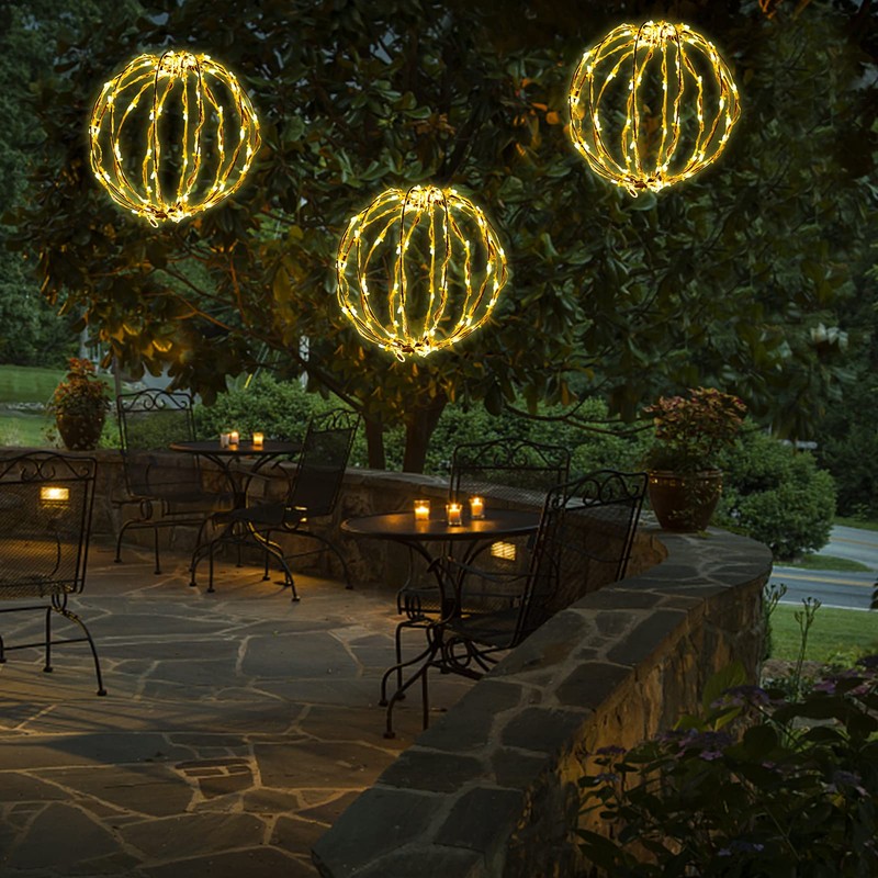 aonear Set of 3 Christmas LED Light Balls, Hanging Tree