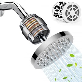 Cabezal de Ducha con Filtro de Ducha de 30 Etapas, Regadera de Alta Presión para Agua Dura, Elimina Cloro e Impurezas, Regadera con Filtro para Ducha-Plata