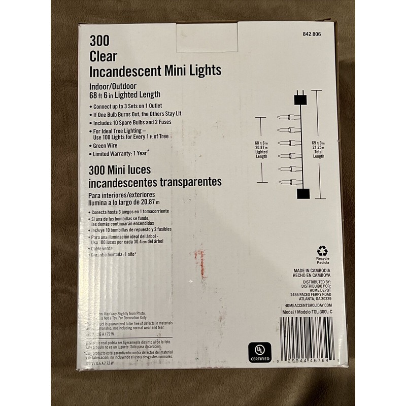 Home Accents Holiday 300L Clear Incandescent Mini Lights