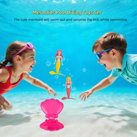 Swimming Pool Toys, 2Pcs Mermaid 1 Shell Mermaids Pool Diving Toys Set with Shell,Swimming Pool Sinking Toy Underwater Diving Toy Kids Swimming Pool Toys Gift for All (E1)