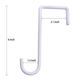 DINGEE Vinyl Fence Hooks 2x6 inch, Patio Light Hangers - 4 Pack White Powder Coated Steel Fence Hooks for Hanging Plants, Planters, Bird Feeders, Lights