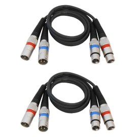 Audio2000'S ADC203F2 Two-Pack Professional 3-Feet Dual/Stereo XLR Female to Dual/Stereo XLR Male Balanced Audio/Recording/Microphone Cables
