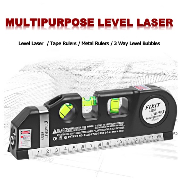 Multipurpose Laser Level Vertical Horizon Measuring Tape Aligner Metric Rulers